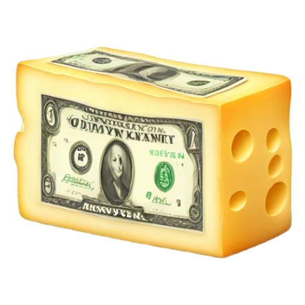 Block of cheese with money  sticker