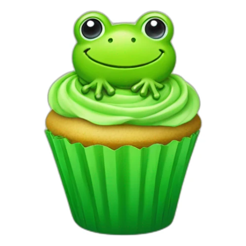 Happy bright green cupcake with a frog on top sticker