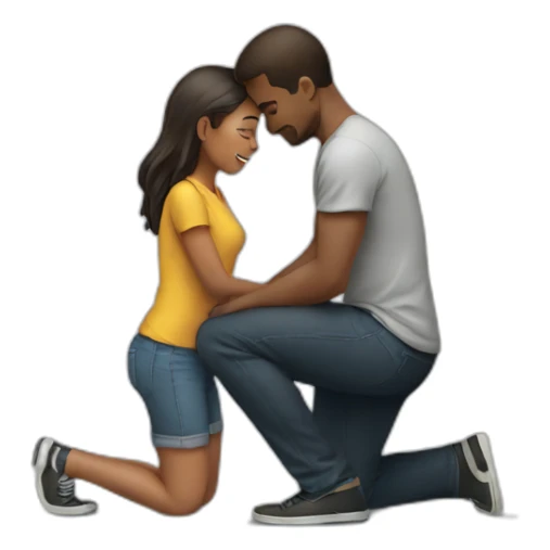 Girl kneeling in front of man sticker