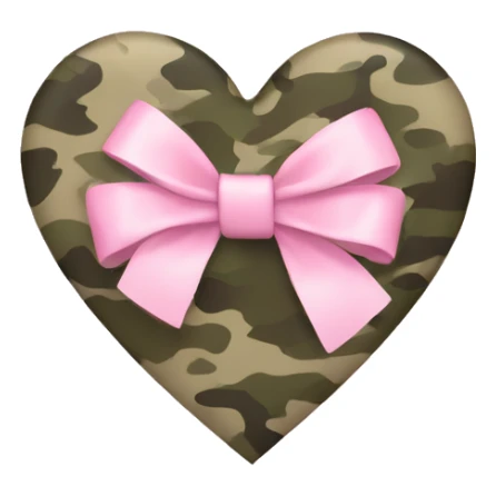 Camouflage heart with light pink bow tied around sticker