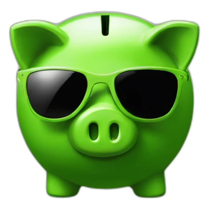 green piggybank with sunglasses sticker