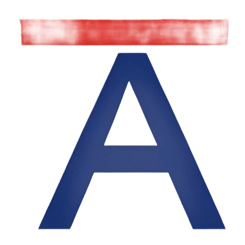 A letter t in the british flag colors sticker