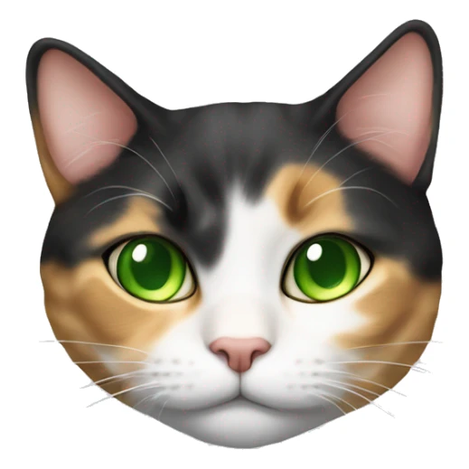 Realistic sleeping cat calico with green eyes sticker