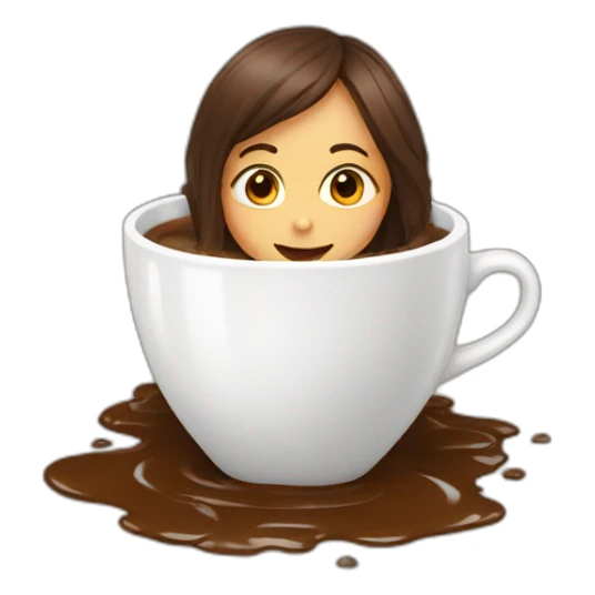Girl bathing in a cup of coffee sticker
