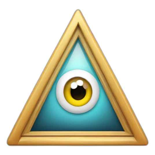 TV screen which contains the eye in the middle of a triangle sticker