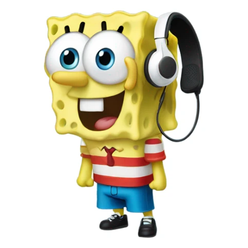 spongebob listening with airpods sticker