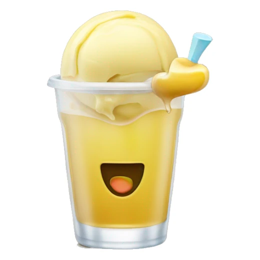apple juice with one scope of yellow ice cream in it sticker