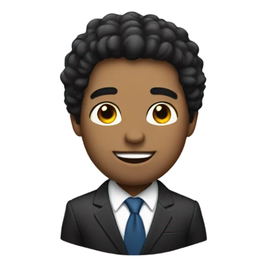 businessman black fluffy straight hair sticker