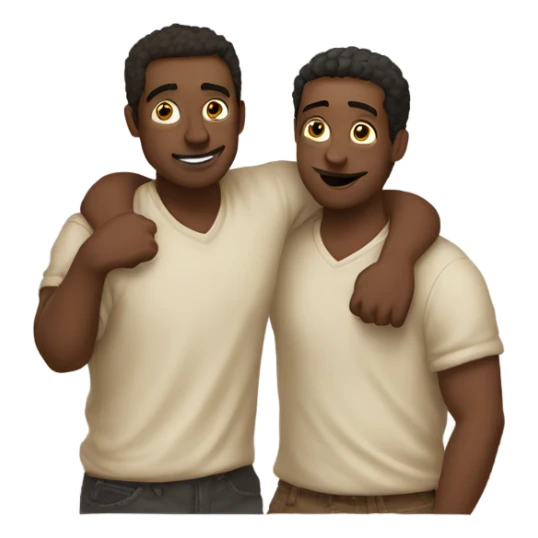 2 guys hugging eachother but doing „shhh“ with finger on his back  sticker