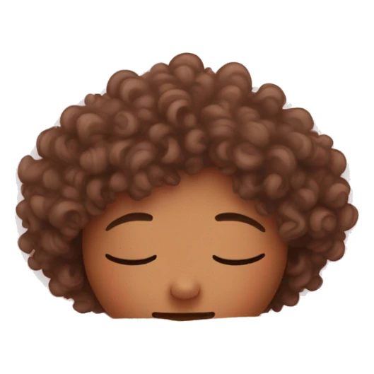 curly haired girl with skin sleeping in bed under light pink covers  sticker