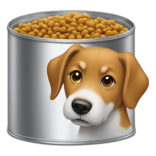 Apple logo wearing a tin of dog food sticker