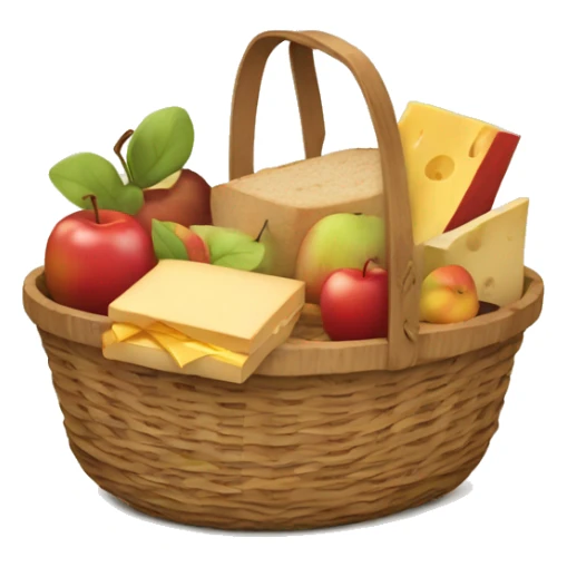A woven picnic basket packed with fall goodies like apples, cheese, and sandwiches. sticker