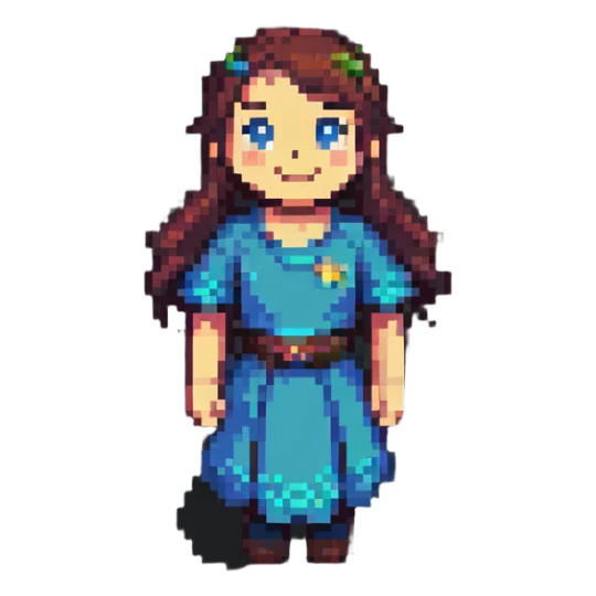 Amity as a friendly character in pixel art style sticker