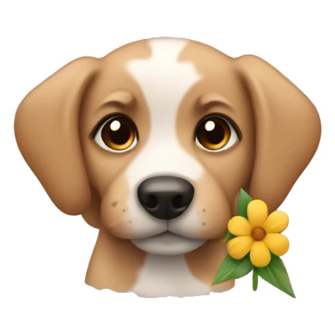 Puppy eyes emoji with flower in hair sticker