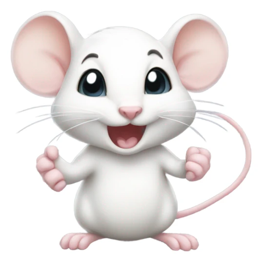 Cute same lady white mouse clenching fist smiling and blushing sticker