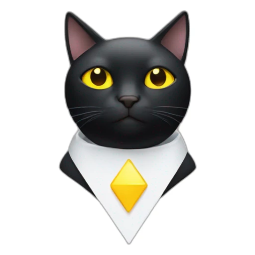 black cat with yellow eyes and a white triangle on his chest sticker