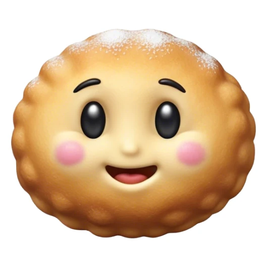 Cinematic Realistic Bu√±uelo Dessert Emoji, showcasing a fluffy, deep-fried dough ball dusted with sugar rendered with lifelike textures and warm, festive lighting. sticker
