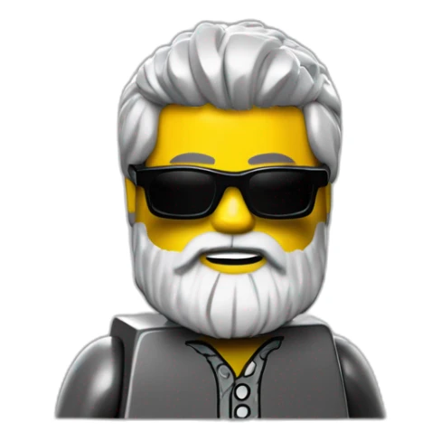 Lego minifig with black and gray beard, wearing sunglasses sticker