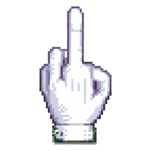 Super Mario's white glove with a finger pointing up, pixel art style sticker