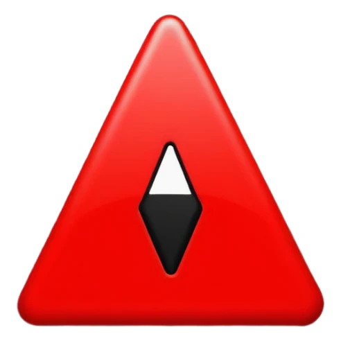Emoji warning: red triangle, black exclamation mark, flat design, simple, emoji style. bold, high contrast, sticker