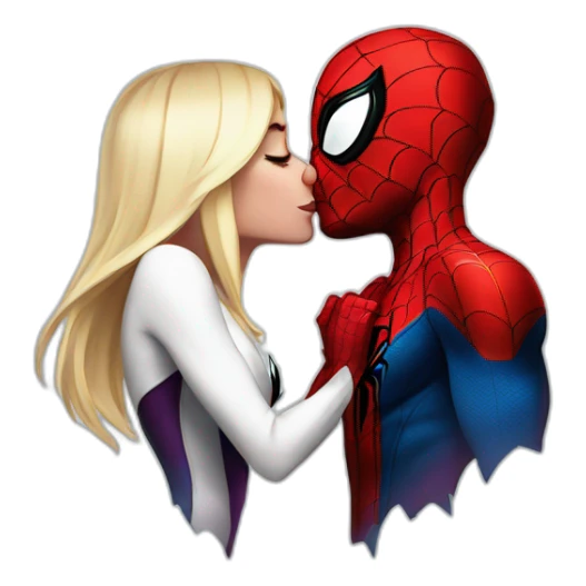 Spiderman and Spider-Gwen kissing sticker