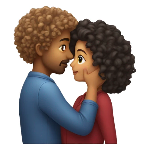 girl with curly hair kissing a guy sticker