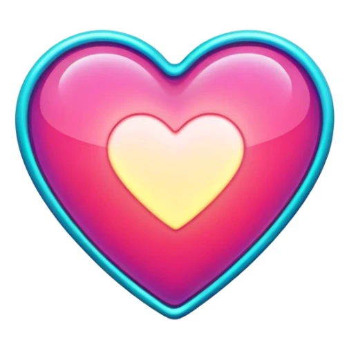 A glowing heart icon with vibrant colors and neon outlines
 sticker