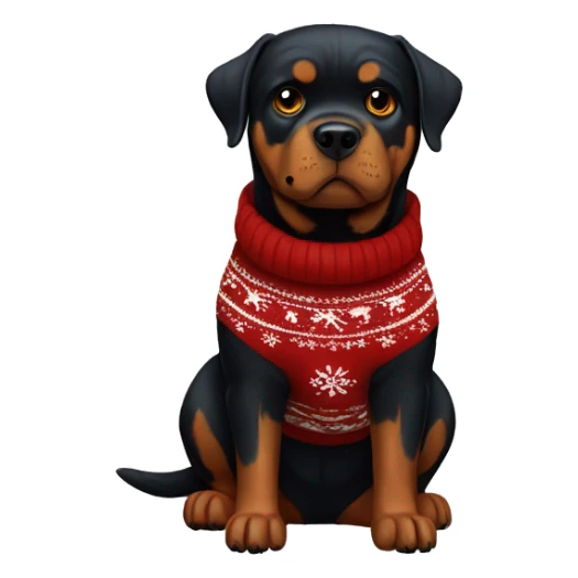 Creepy Rottweiler with Christmas jumper on sticker