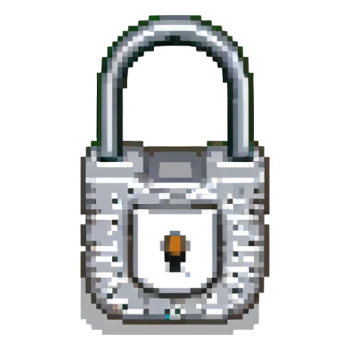 pixel art of a padlock with a silver body and black shackle sticker