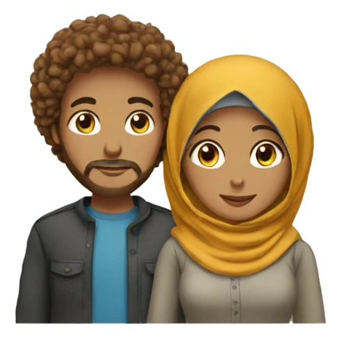 Woman wear hijab with her husband curly hairs sticker