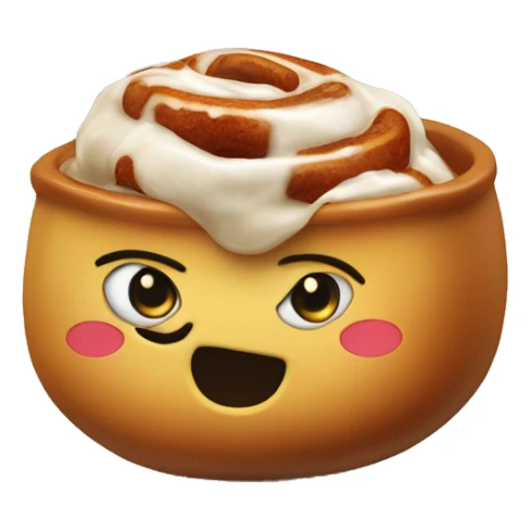 Chili bowl and on the side is a cinnamon roll sticker