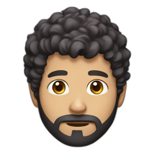 A guy with dark brown beard short curly hair headphone sticker