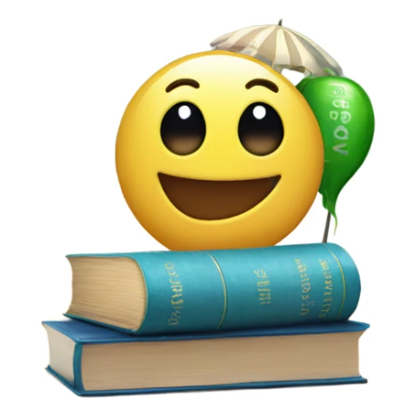 emoji with Sprite at the beach and textbooks sticker
