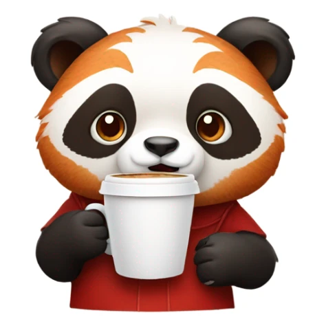 red chinese panda with coffee in hand sticker