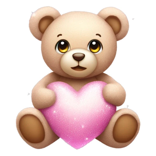 teddy bear over a light pink heart with sparkles  sticker