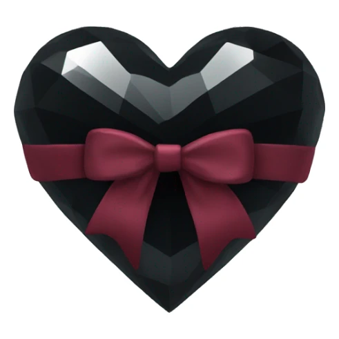 crystal black heart with burgundy bow sticker