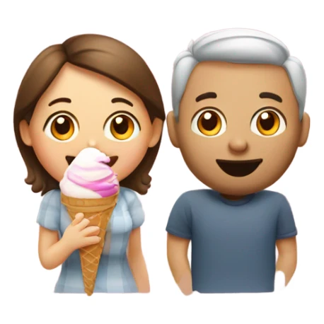 husband and wife eating ice cream sticker