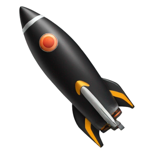 A black rocket that takes off, showing the symbol 0 sticker