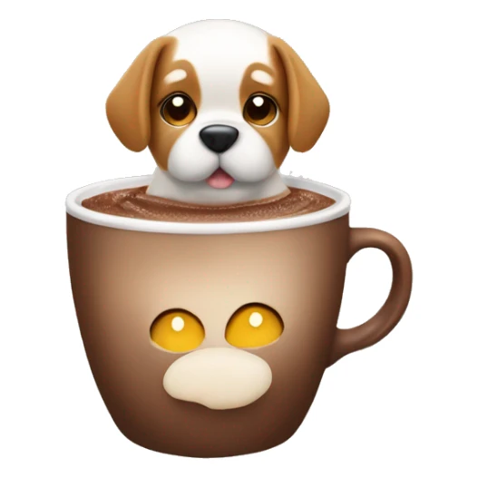 create an emoji of a cute dog in a hot chocolate cup  sticker