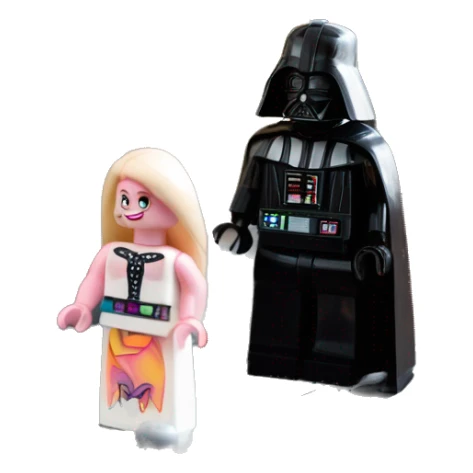 Lego Darth Vader’s and Barbie’s seriously dusty disturbing disgusting ghostly haunted horror dream mansion  sticker