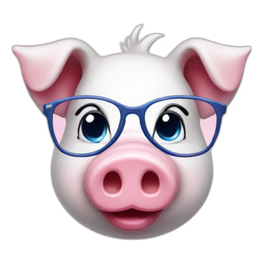 Pink piggy with glasses and blue eyes sticker