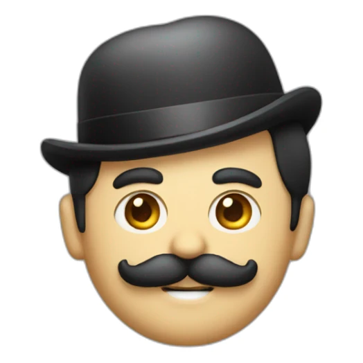 A man with side bangs and a Charlie Chaplin mustache  sticker