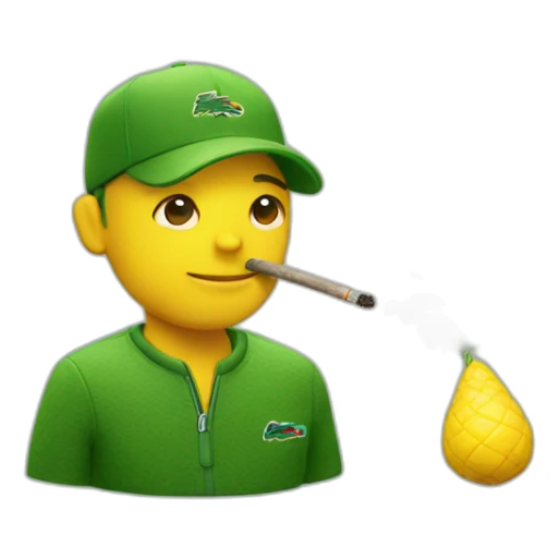 Weed smoker with lacoste yellow puffer sticker