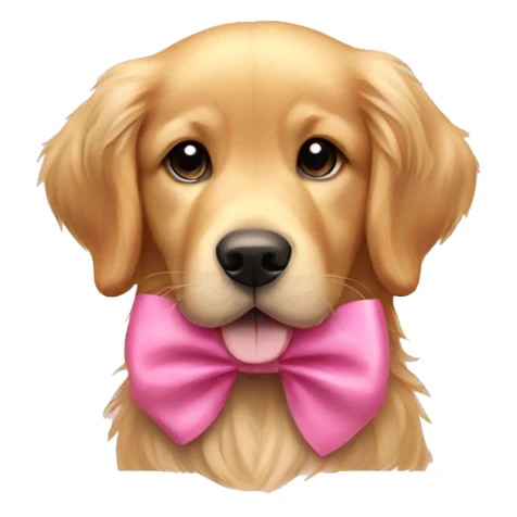 Adorable golden retriever with pink bow sticker