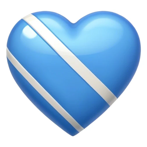 Glossy blue heart with athletic stripes going down the side sticker
