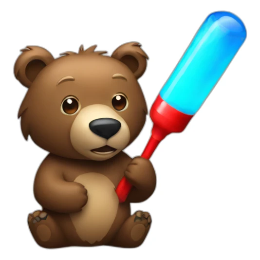 Grizzly holding 1 blue and 1 red light stick sticker