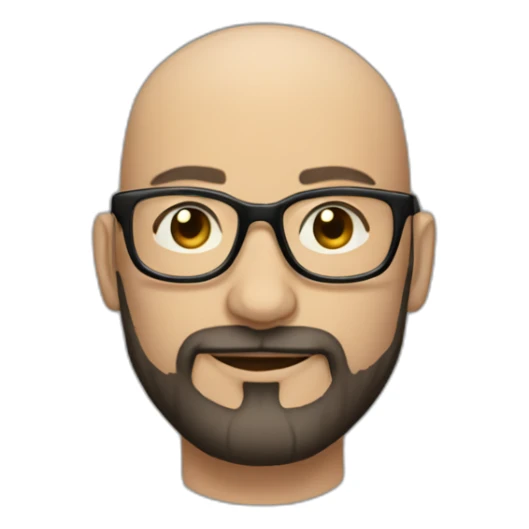 Almost bald dark haired 40 year old man with beard and round glasses sticker