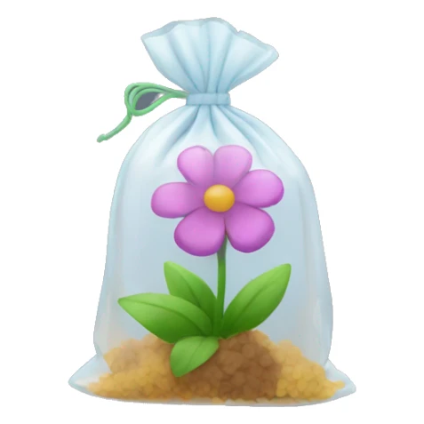 Small clear bag of flower sticker