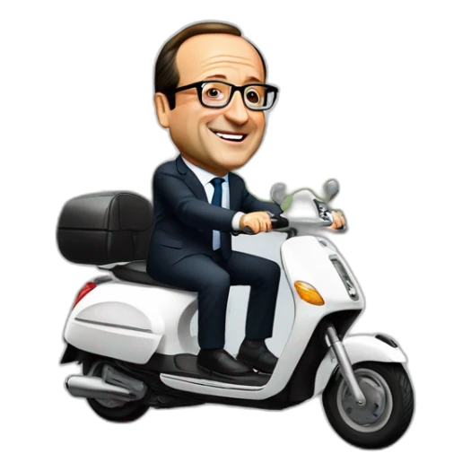 François Hollande sur un scooter sticker