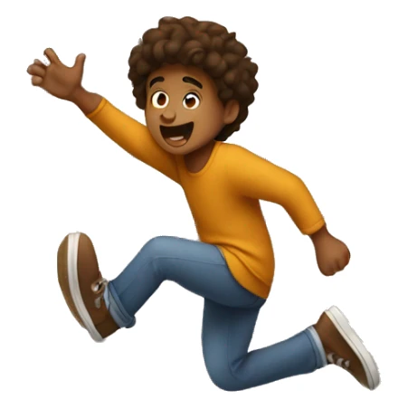 Brown boy hopping over a huge wall sticker